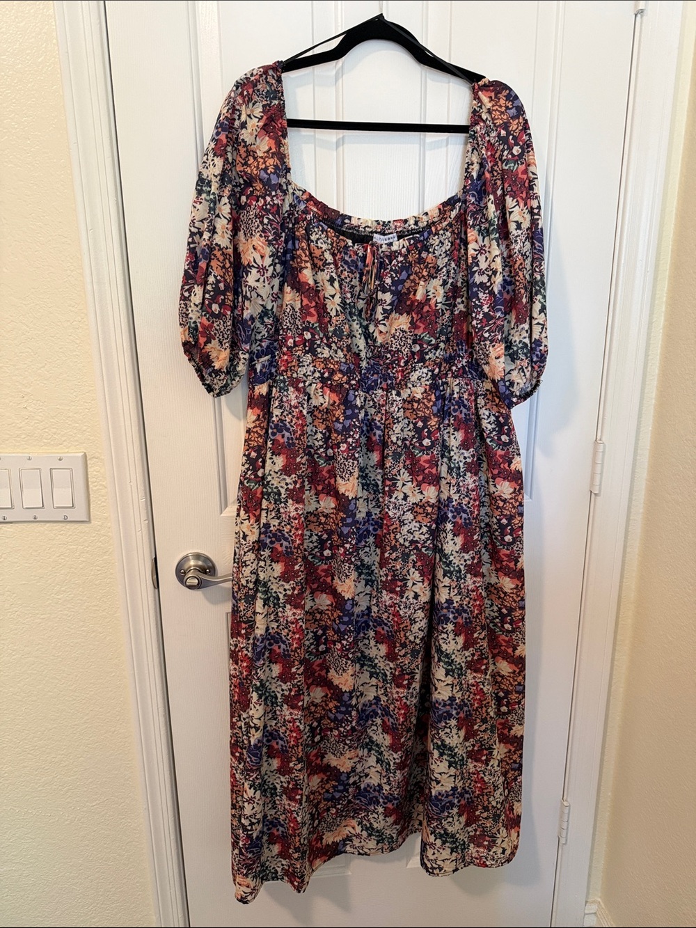 Baltic Born Floral Midi Dress with Puff Sleeves - Multi-Color